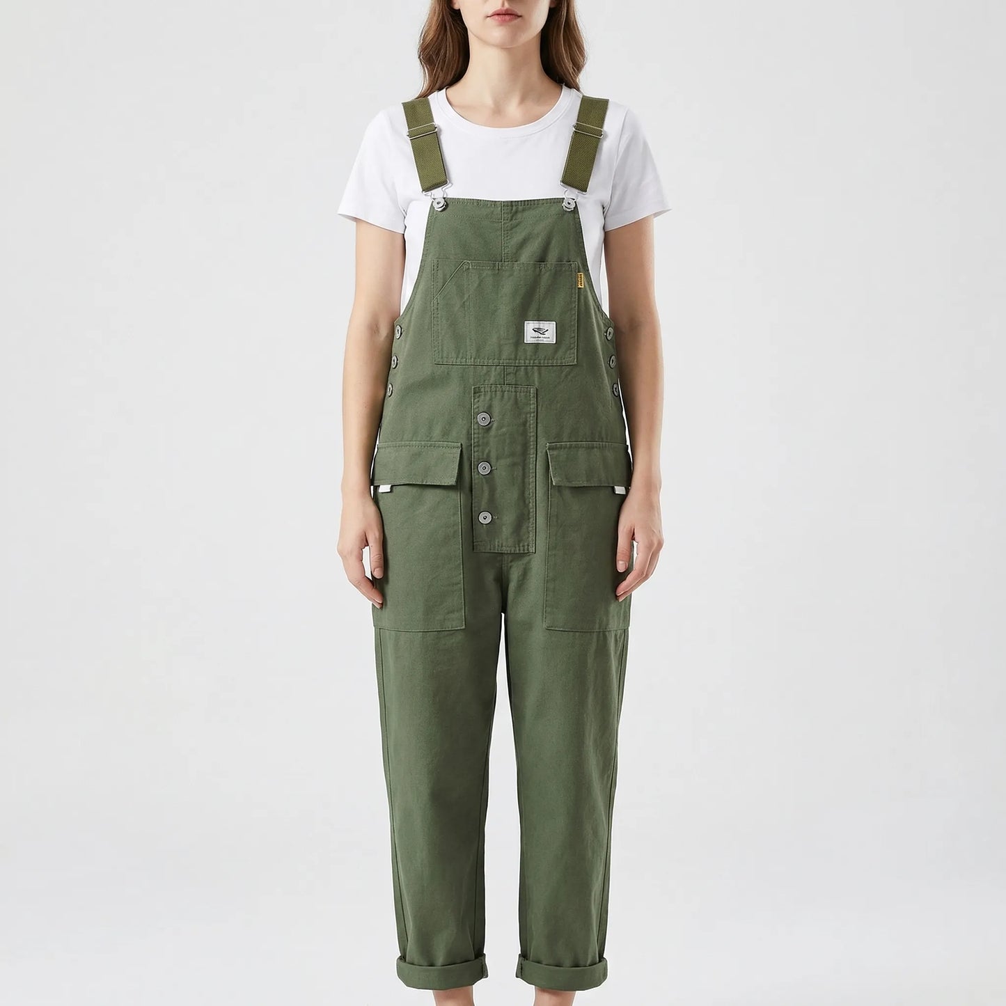 Bib-Front Dungarees With Chest Pocket - Amber