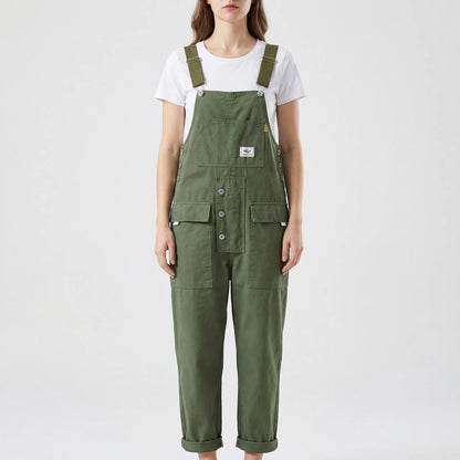Bib-Front Dungarees With Chest Pocket - Amber