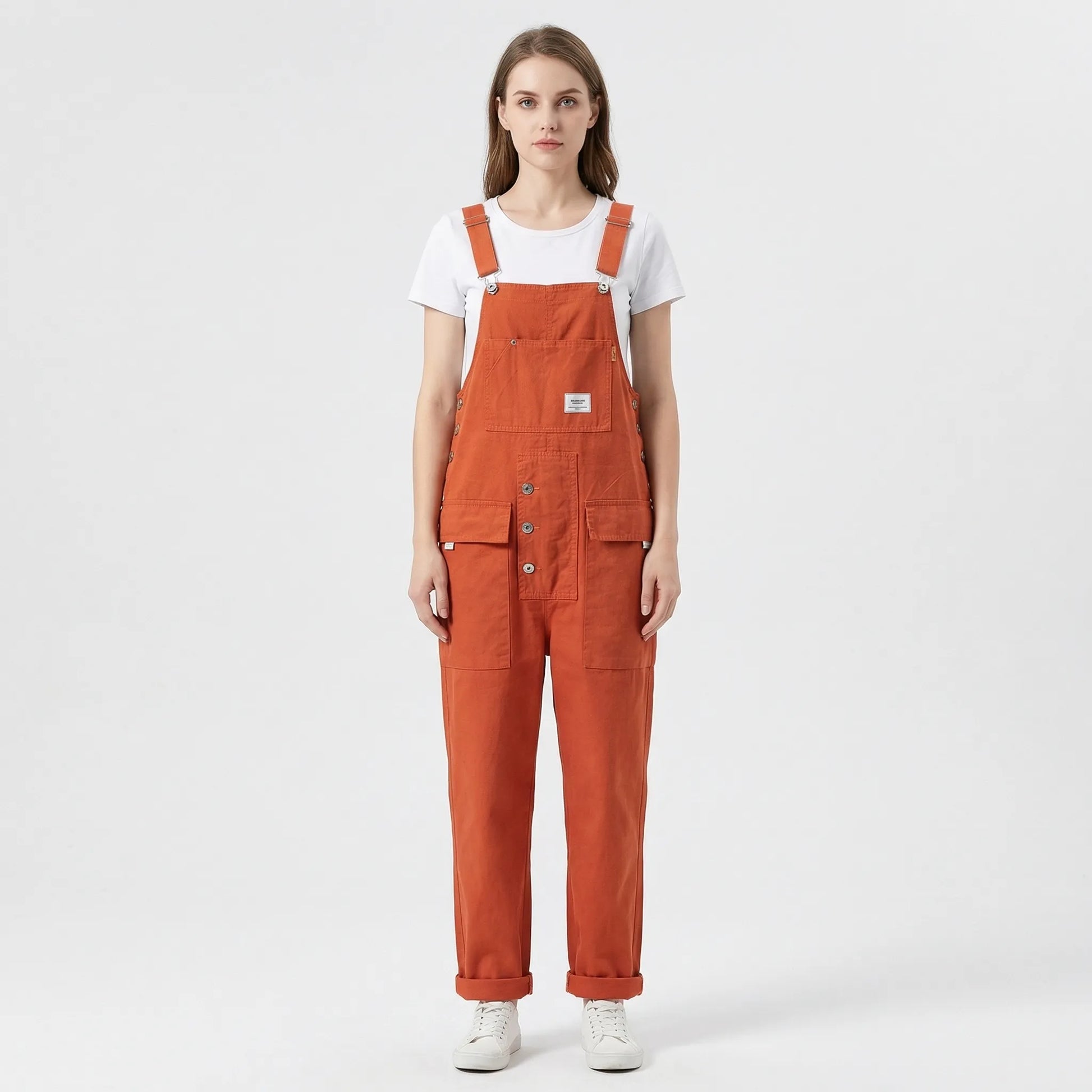 Bib-Front Dungarees With Chest Pocket - Amber