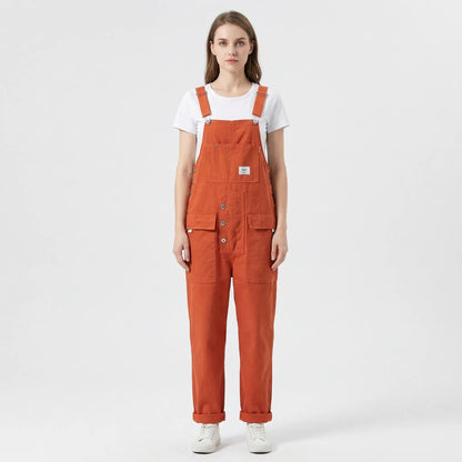 Bib-Front Dungarees With Chest Pocket - Amber
