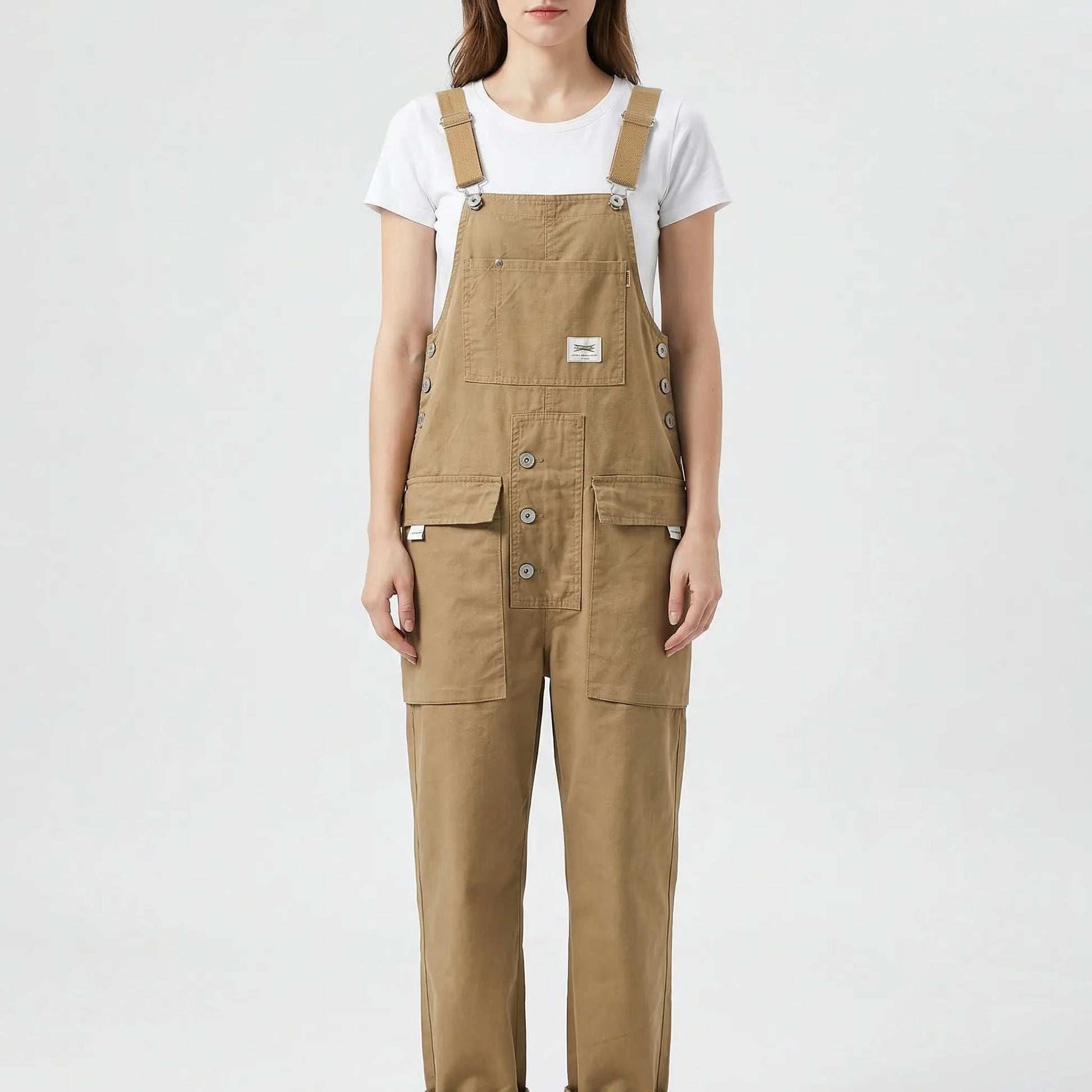 Bib-Front Dungarees With Chest Pocket - Amber