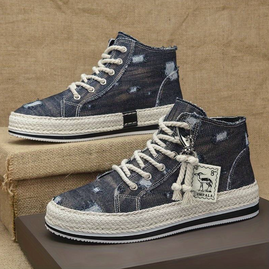 Herren High-Top Denim Sneaker mit Gripsohle & Knöchelstütze – Jarek