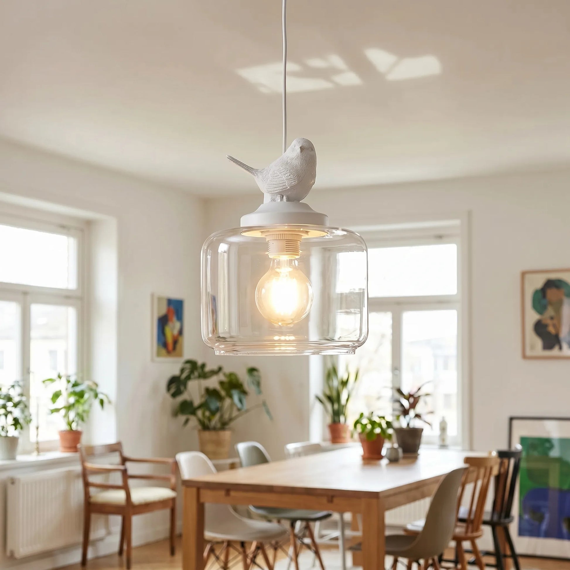 Bird-Motif Glass Pendant Lamp -  Avirel