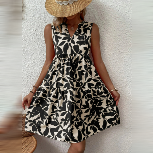 Boho-Sommerkleid mit Muster und V-Ausschnitt – Yalina