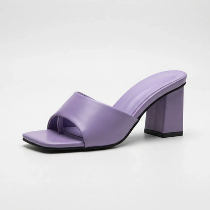 Block Heel Open-Toe Mule Sandal - Irene