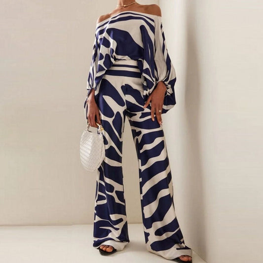 Zweiteilige Satin-Set mit Muster – Selena