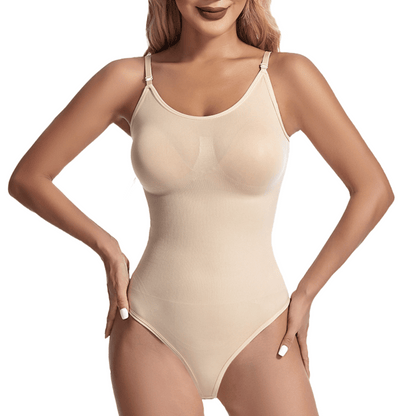 Korrigierende nahtlose hautfarbene Strumpfhose mit String – Aveline
