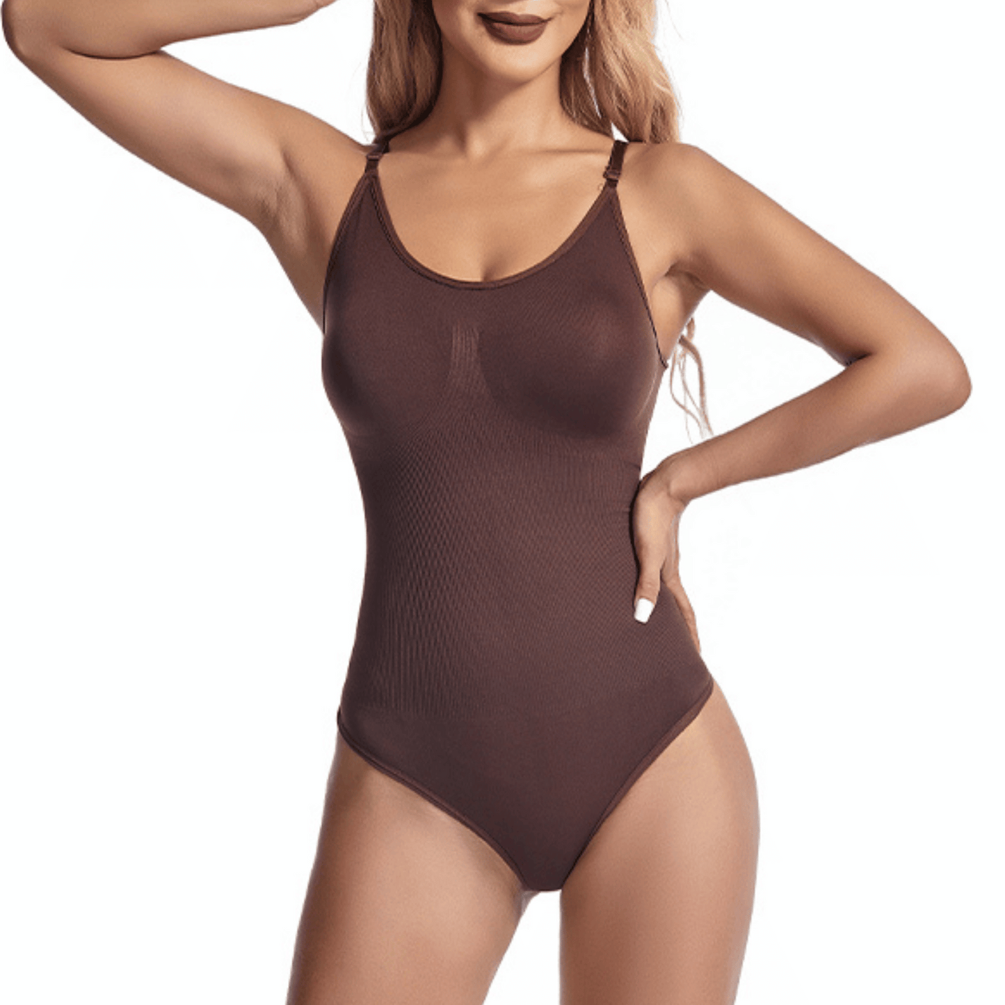 Korrigierende nahtlose hautfarbene Strumpfhose mit String – Aveline