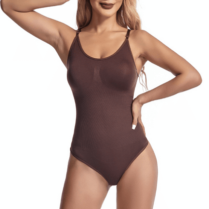 Korrigierende nahtlose hautfarbene Strumpfhose mit String – Aveline