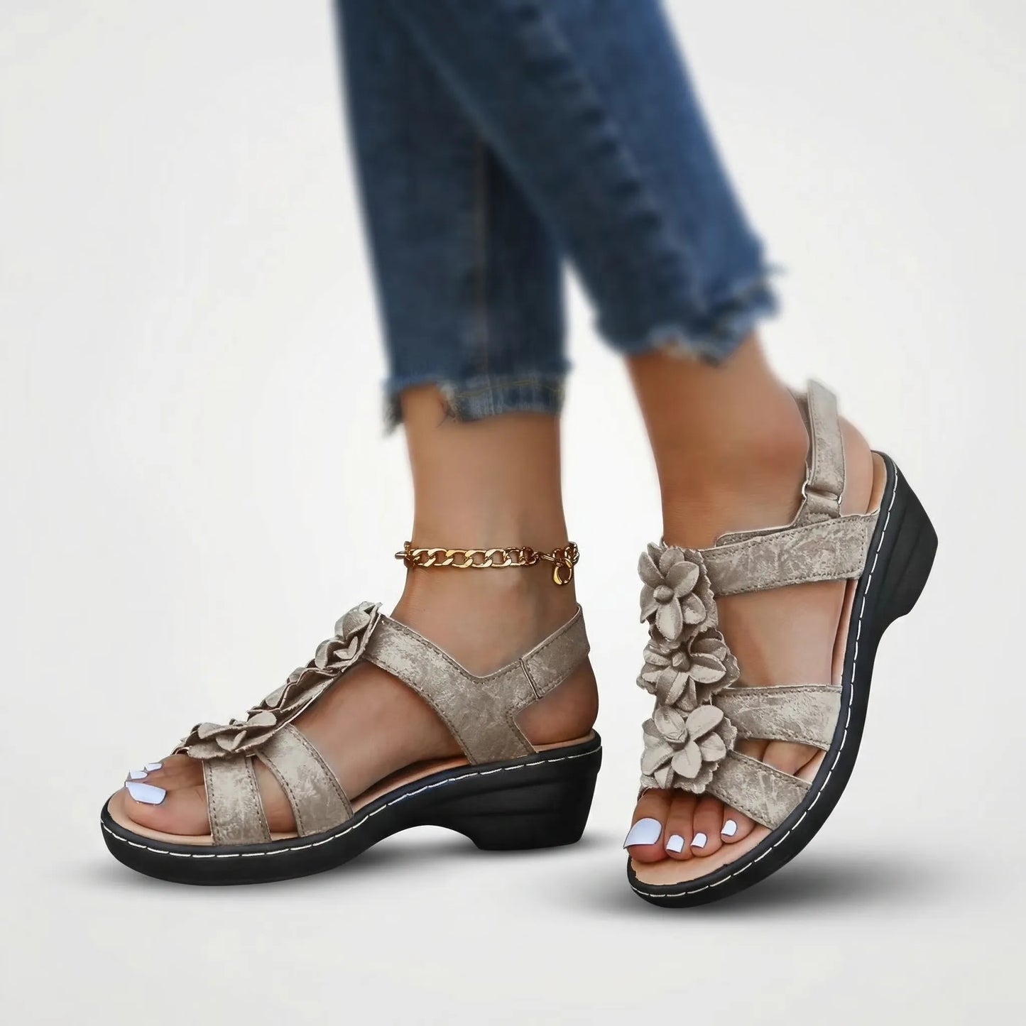 Bohemian Floral Platform Sandal - Evelyn