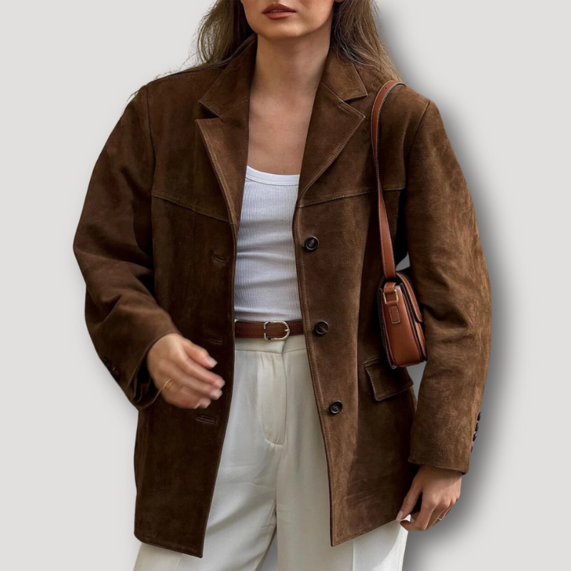Oversize-Wildlederjacke mit Umlegekragen – Alina Herbstedition