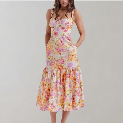Geblümtes A-Linien-Midikleid – Mireille