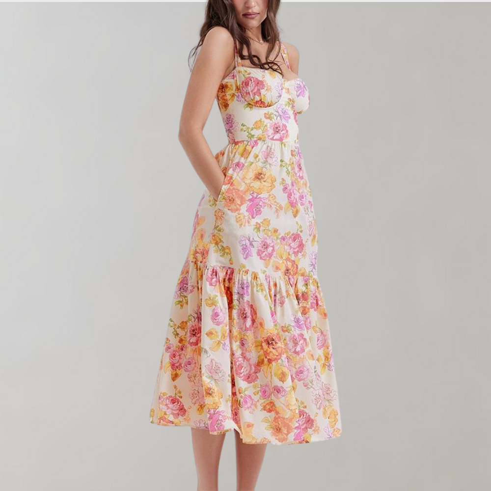 Geblümtes A-Linien-Midikleid – Mireille