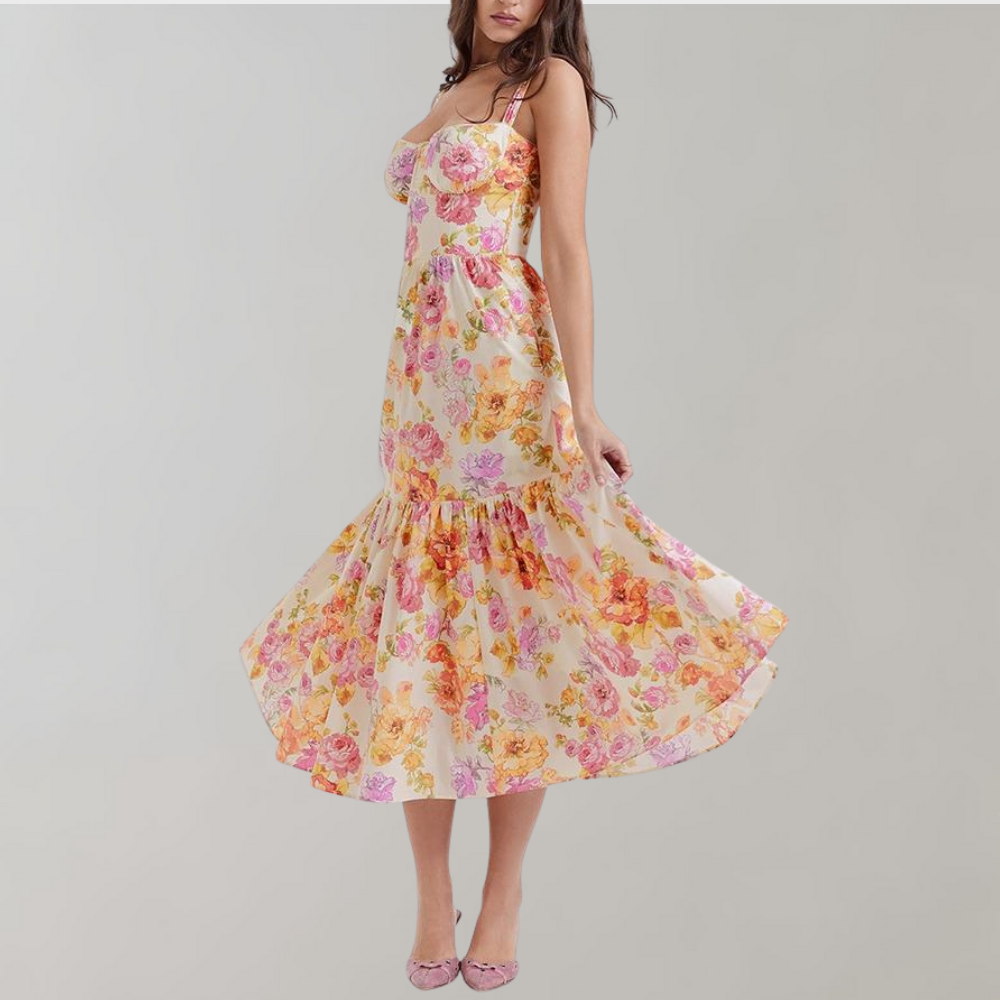 Geblümtes A-Linien-Midikleid – Mireille