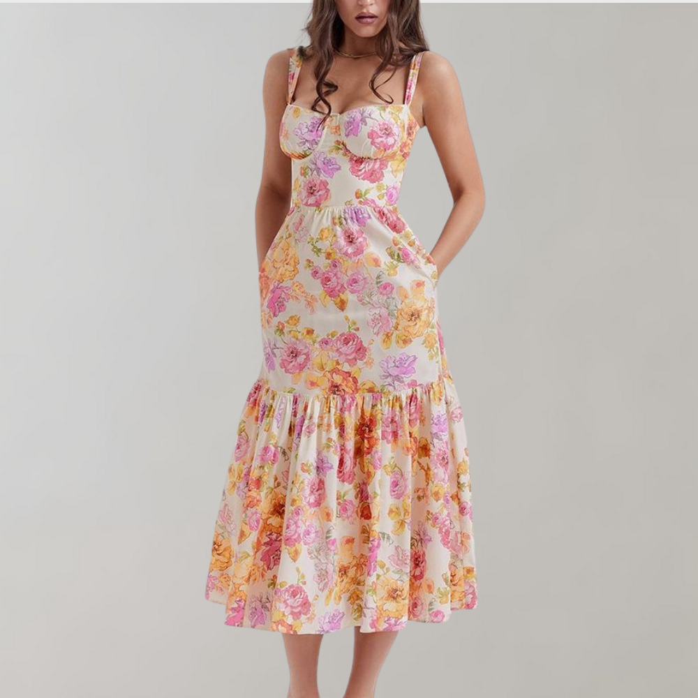 Geblümtes A-Linien-Midikleid – Mireille