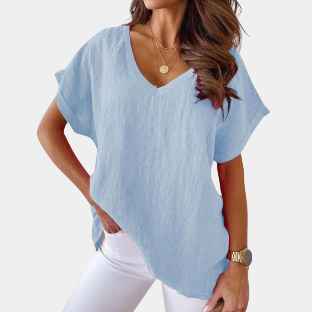 Lässiges Damen-T-Shirt mit V-Ausschnitt – Yuna