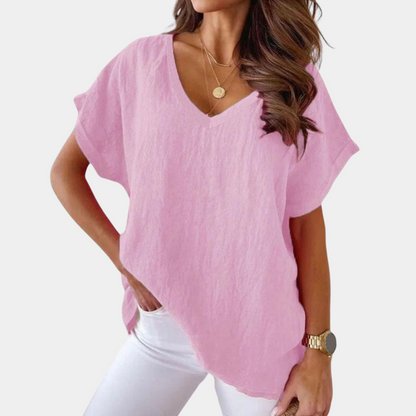 Lässiges Damen-T-Shirt mit V-Ausschnitt – Yuna