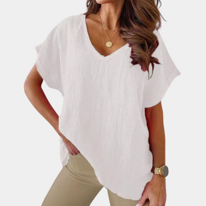 Lässiges Damen-T-Shirt mit V-Ausschnitt – Yuna