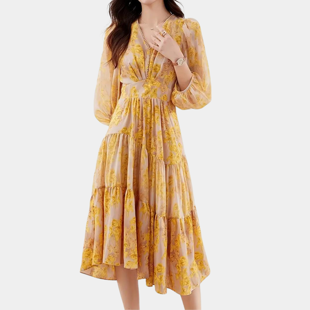Sommerliches Blumenkleid aus elastischem Material – Maëlle