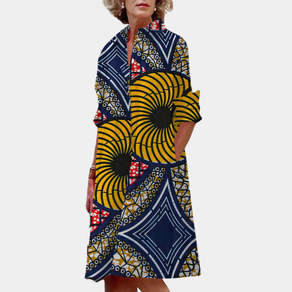 Midi-Kleid mit Muster und sommerlichem Schnitt – Ysolde