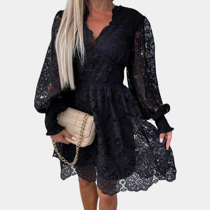 Spitzen-Midikleid mit Blumenmuster – Eliane