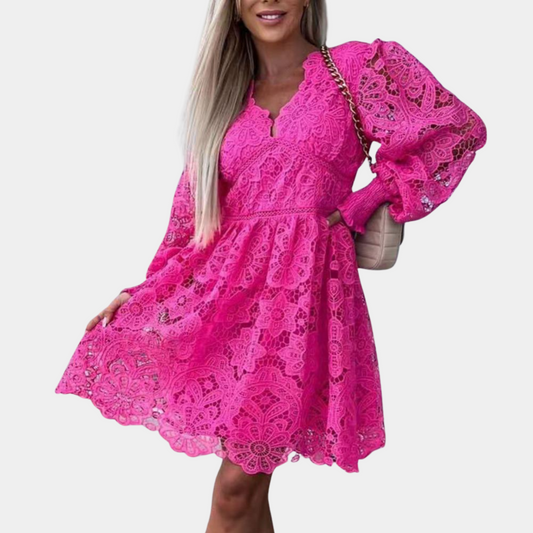Spitzen-Midikleid mit Blumenmuster – Eliane