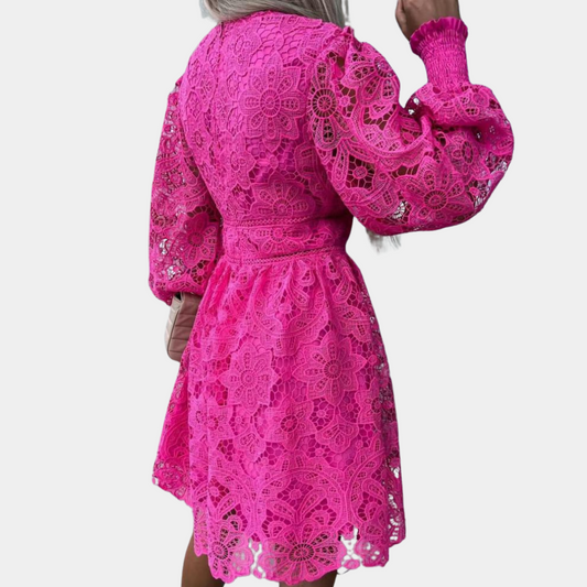 Spitzen-Midikleid mit Blumenmuster – Eliane