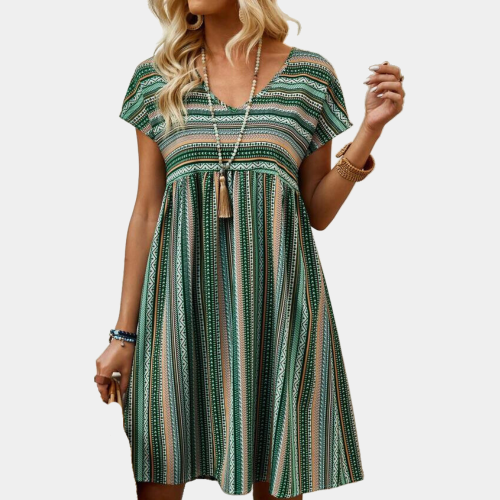 Gestreiftes Sommerkleid aus weichem Material – Linae