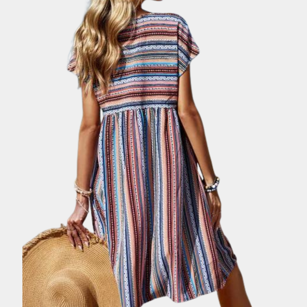 Gestreiftes Sommerkleid aus weichem Material – Linae