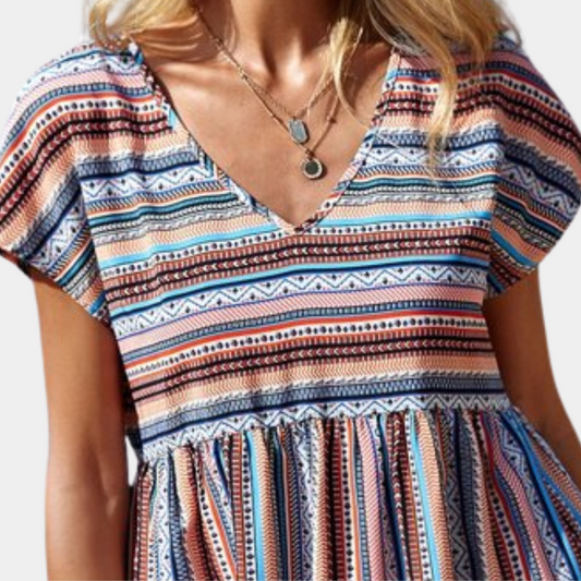 Gestreiftes Sommerkleid aus weichem Material – Linae