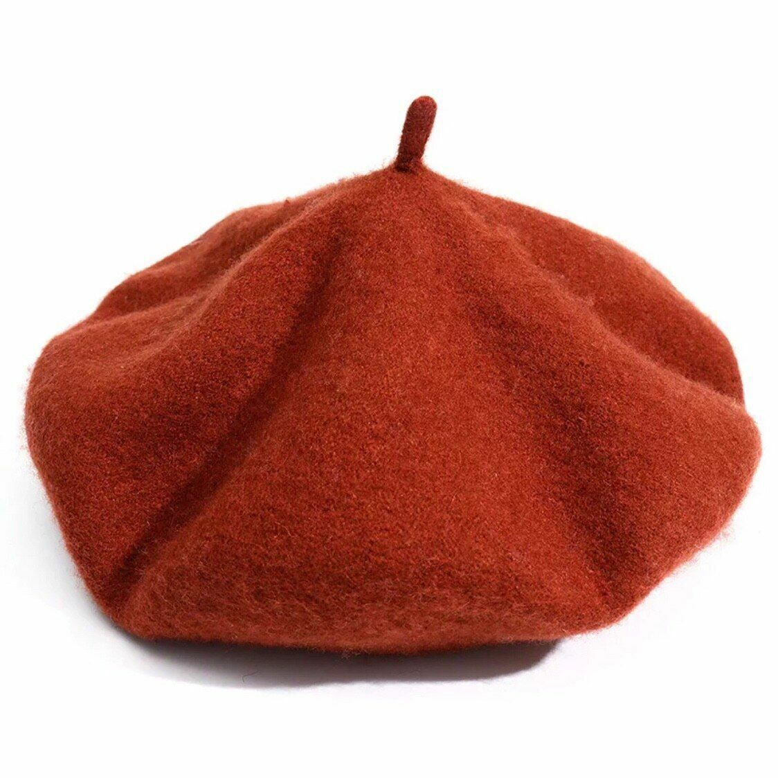 Rote Woll-Baskenmütze, stilvoll, warm, modisch, ideal für Herbst und Winter, Unisex-Accessoire.