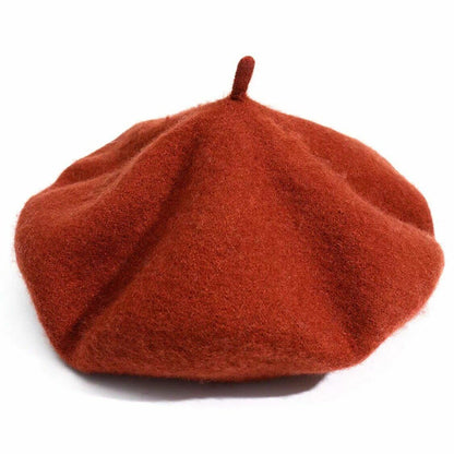 Rote Woll-Baskenmütze, stilvoll, warm, modisch, ideal für Herbst und Winter, Unisex-Accessoire.