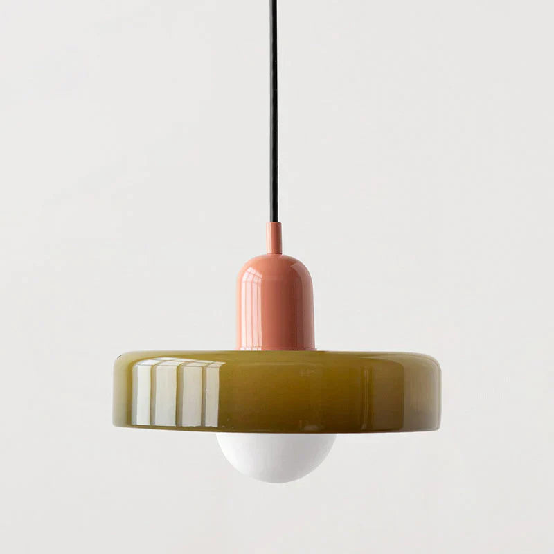 Moderne Glas-Pendelleuchte, grün-rosa, skandinavisches Design, ideal für Schlafzimmer.