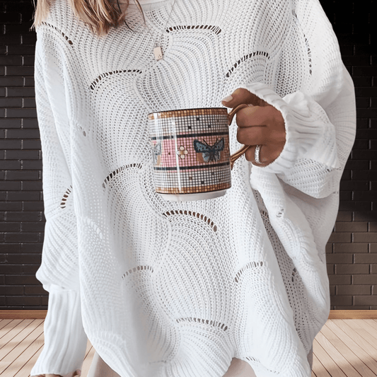 Damen Herbstpullover aus Rippenstoff mit asymmetrischem Saum – Annelie