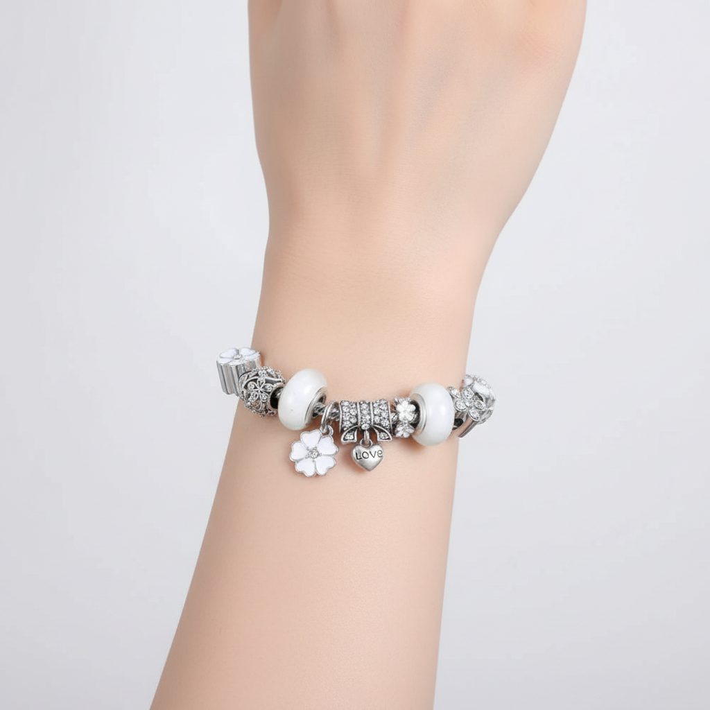 Charme-Armband Aus Sterlingsilber - FlowerBracelet 