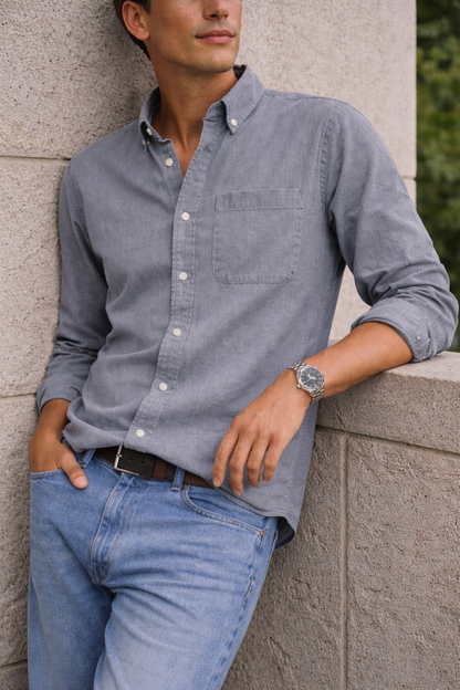 Men's Cotton Button-Down Shirt for Everyday Smart Casual Wear 5