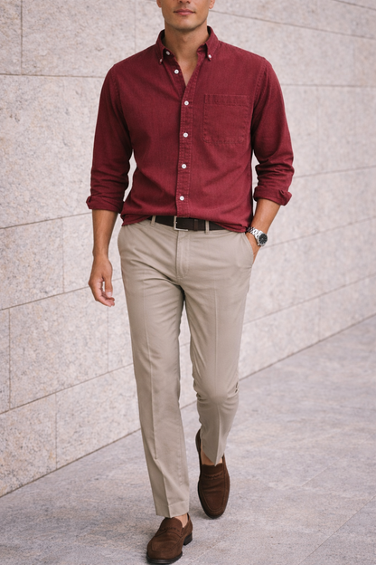 Men's Cotton Button-Down Shirt for Everyday Smart Casual Wear 9