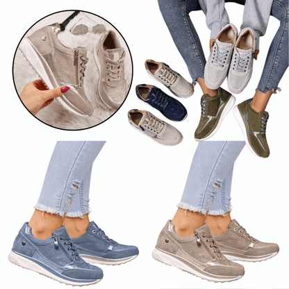 Collage mit Detailaufnahme und mehreren Farbvarianten der Sneaker, teils getragen, teils einzeln abgebildet 7