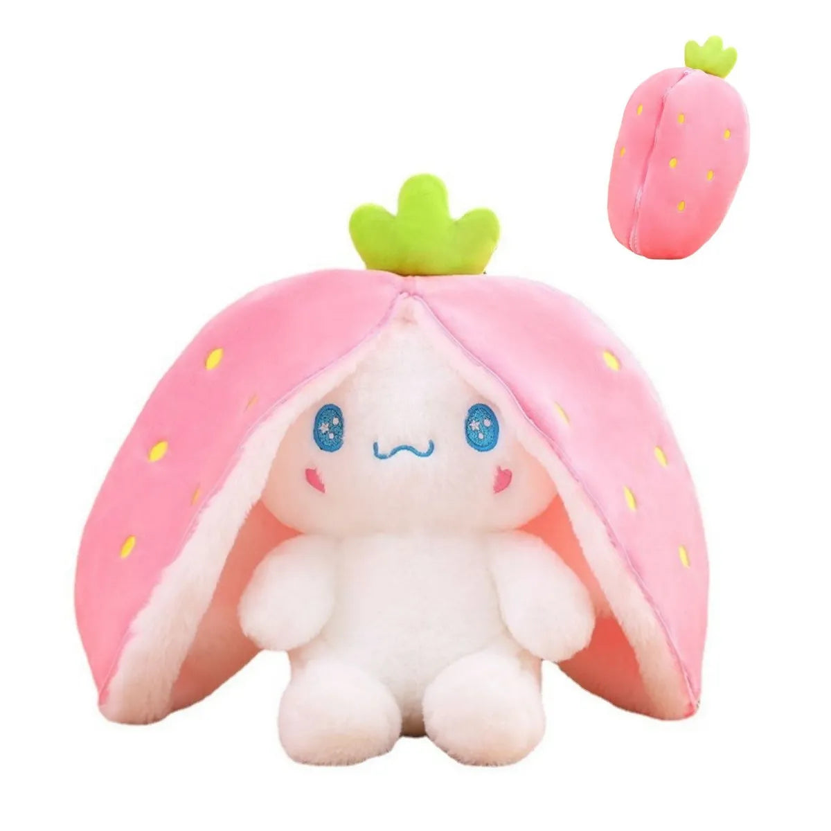 Kawaii Plüschfigur Erdbeere, rosa, süßes Design, Geschenkidee, Kinderzimmer Dekoration.