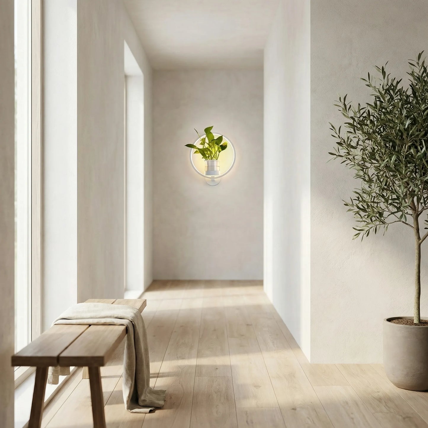 Circular LED Wall Sconce With Planter -  Botaniqua