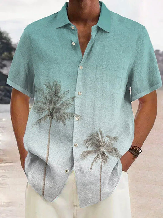 Tropisches Herren-Sommer-T-Shirt mit Kokospalmenmuster – Maceo