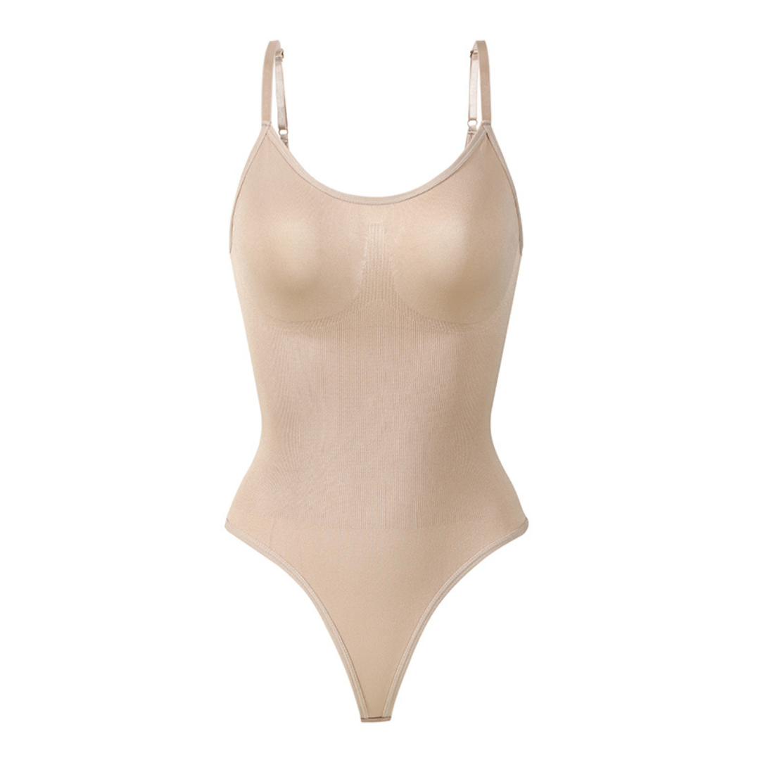 Korrigierende nahtlose hautfarbene Strumpfhose mit String – Aveline