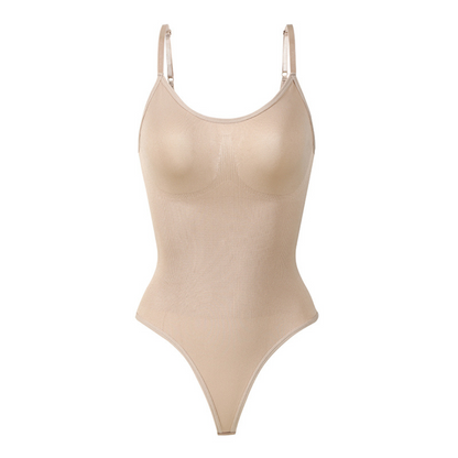 Korrigierende nahtlose hautfarbene Strumpfhose mit String – Aveline