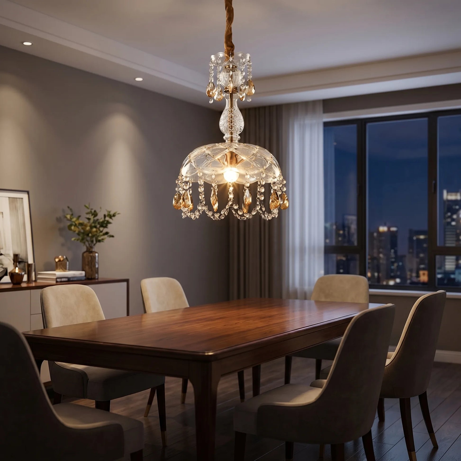 Crystal Pendant Chandelier With Droplets -  Crystella