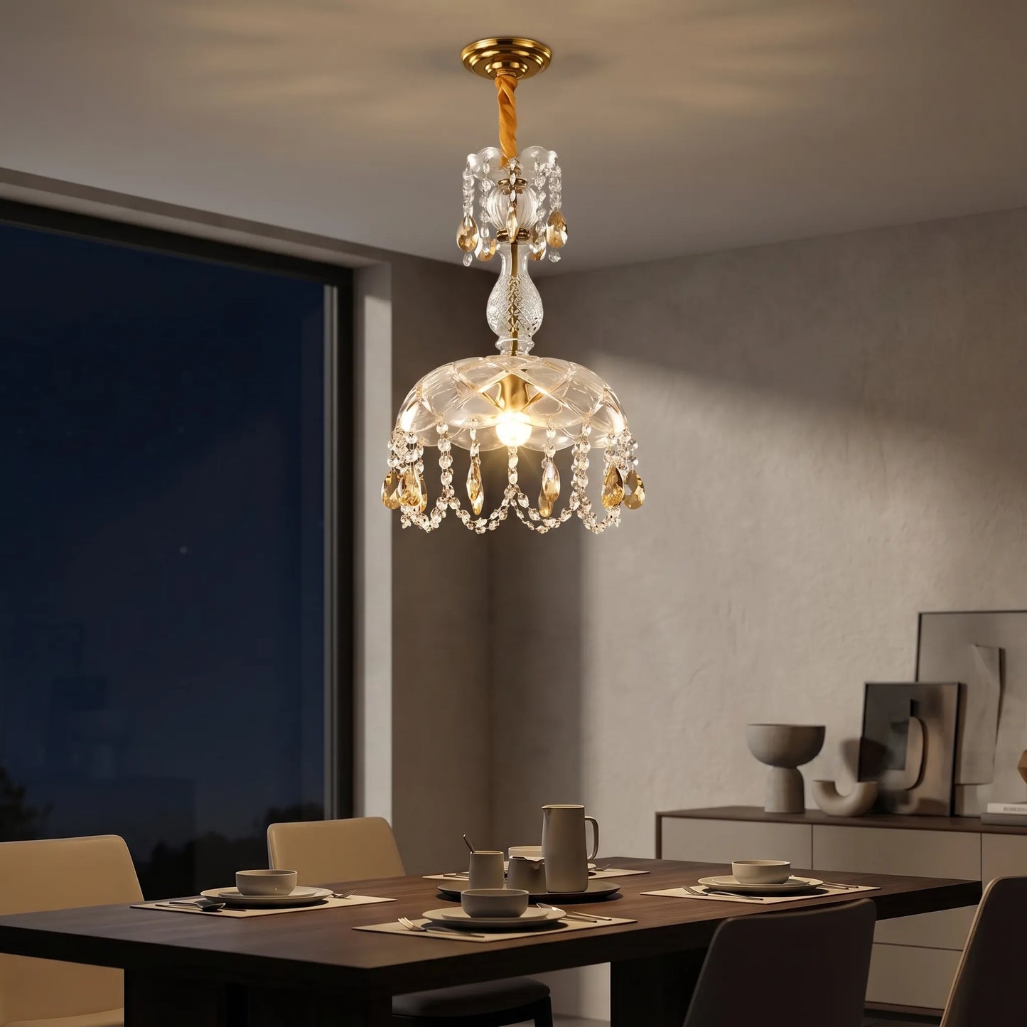 Crystal Pendant Chandelier With Droplets -  Crystella
