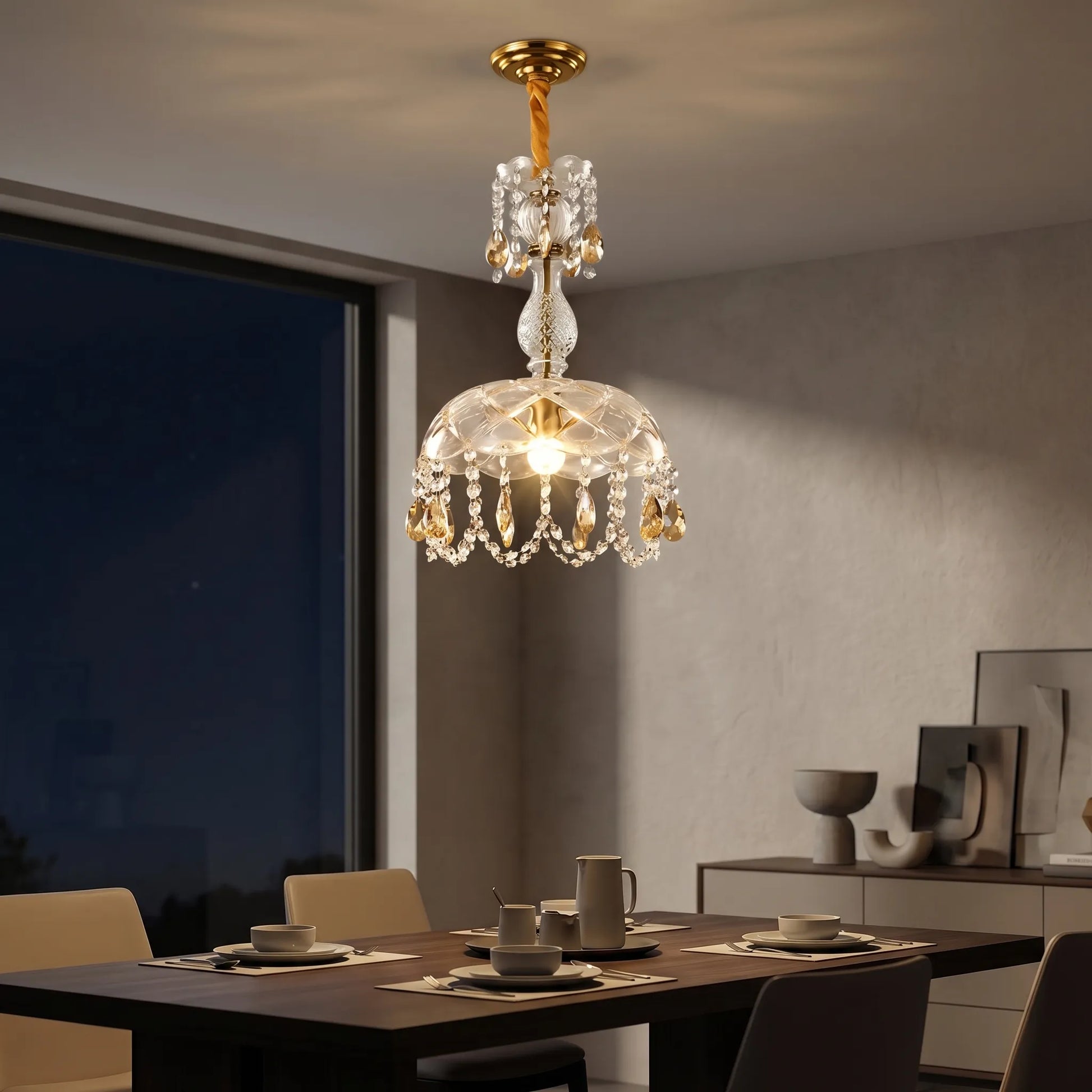 Crystal Pendant Chandelier With Droplets -  Crystella
