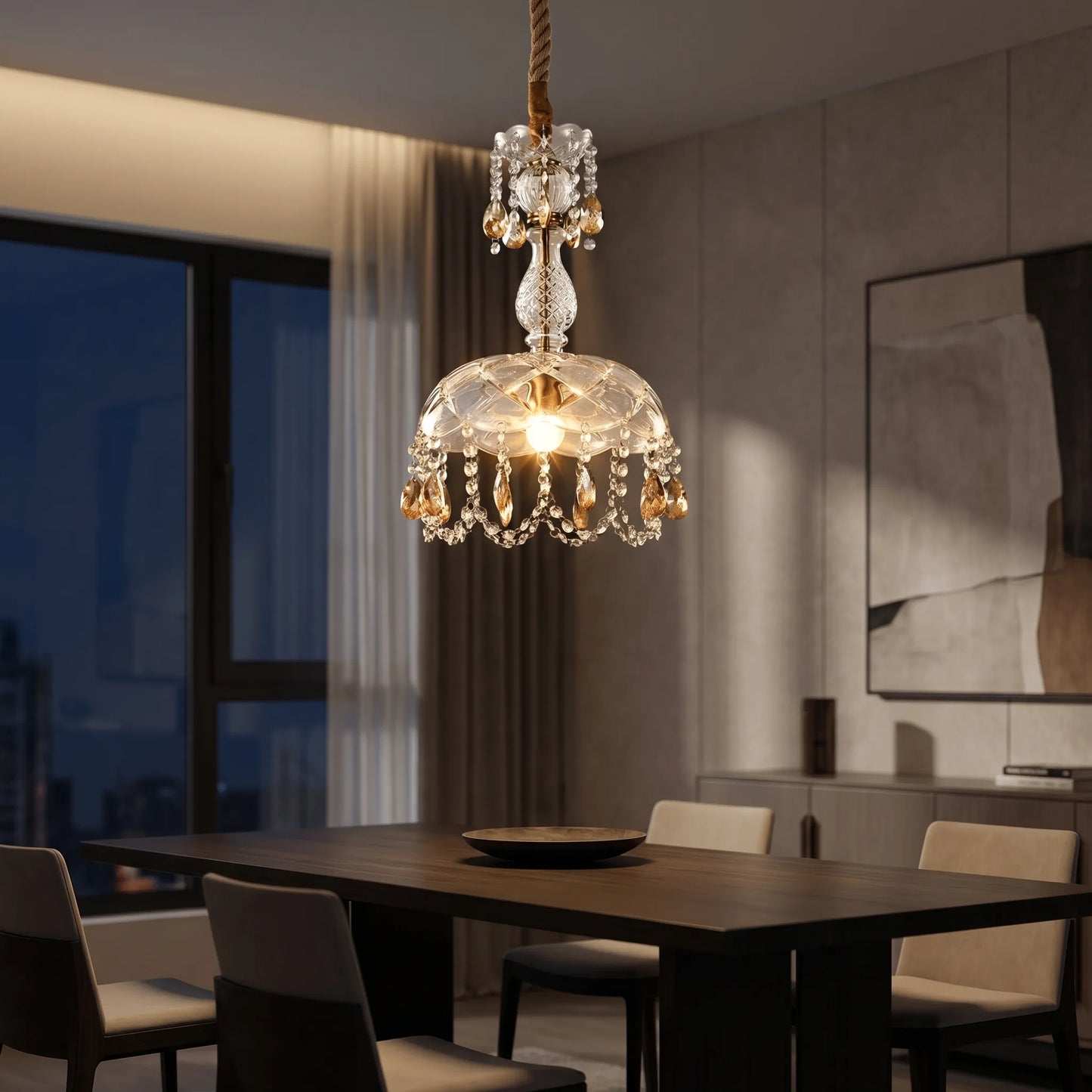 Crystal Pendant Chandelier With Droplets -  Crystella