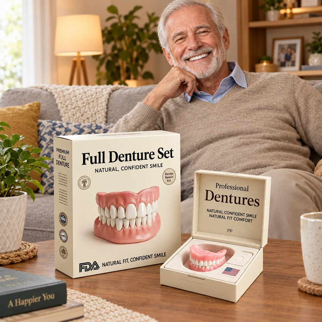 Custom Moldable Cosmetic Denture Set – Reusable Upper & Lower Jaw Solution