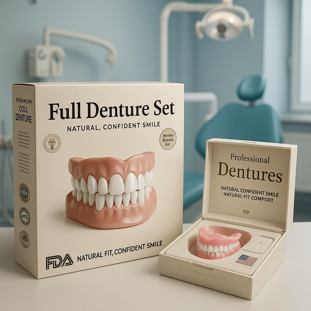 Custom Moldable Cosmetic Denture Set – Reusable Upper & Lower Jaw Solution
