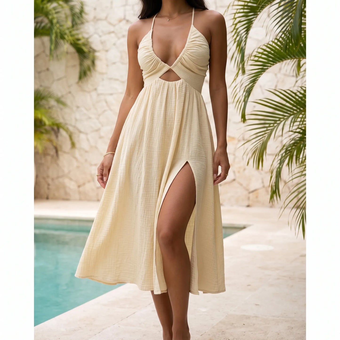Cut Out Sommerkleid Mit V-Ausschnitt - Florence